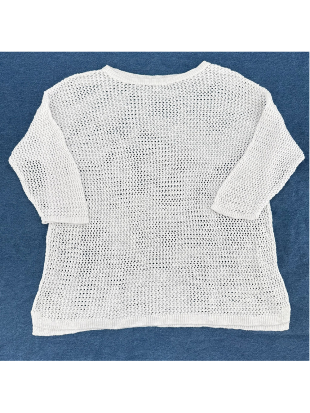 J Jill White Sweater Loose Knit Linen Cotton Half Sleeve with Tank Top Beachy